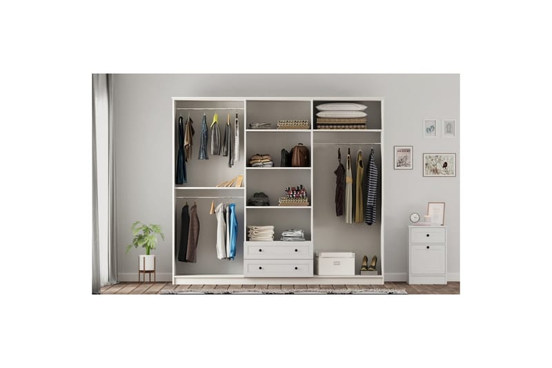 Meyra Garderobe 210x210 cm - Mat Hvid - Opbevaring - Tøjopbevaring - Garderobeskabe