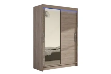 Miami garderobe 120x58x200 cm - Beige / Grå - Opbevaring - Tøjopbevaring - Garderobeskabe