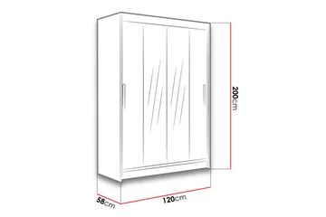 Miami garderobe 120x58x200 cm - Beige / Grå - Opbevaring - Tøjopbevaring - Garderobeskabe