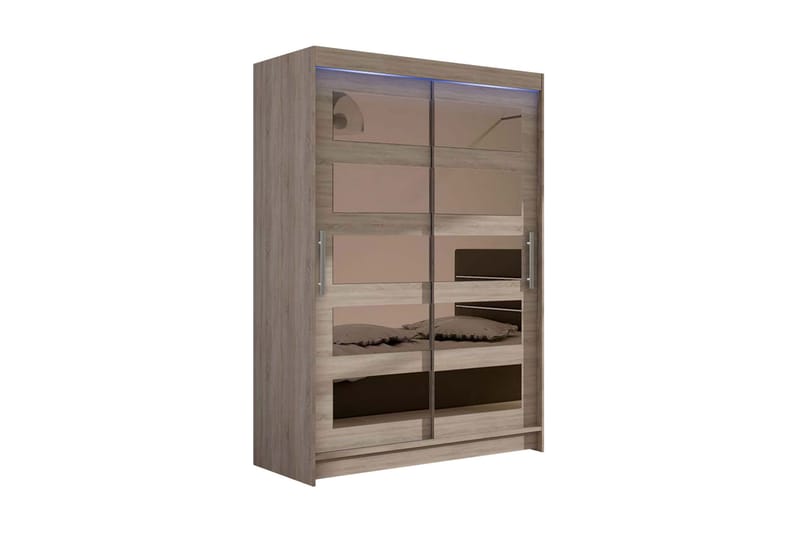Miami garderobe 120x58x200 cm - Beige / Grå - Opbevaring - Tøjopbevaring - Garderobeskabe
