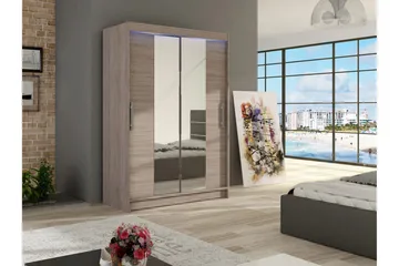 Miami garderobe 120x58x200 cm - Beige / Grå - Opbevaring - Tøjopbevaring - Garderobeskabe