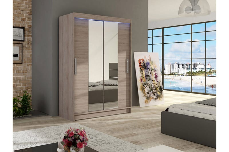 Miami garderobe 120x58x200 cm - Beige / Grå - Opbevaring - Tøjopbevaring - Garderobeskabe - Garderobeskab & klædeskab