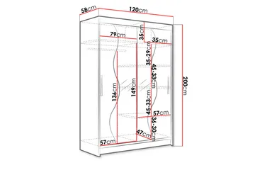 Miami garderobe 120x58x200 cm - Beige / Hvid - Opbevaring - Tøjopbevaring - Garderobeskabe