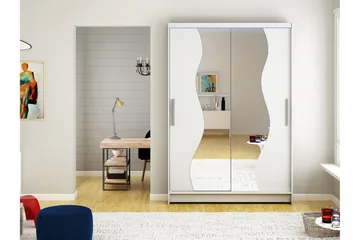 Miami garderobe 120x58x200 cm - Beige / Hvid - Opbevaring - Tøjopbevaring - Garderobeskabe