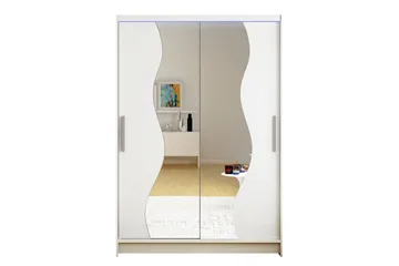 Miami garderobe 120x58x200 cm - Beige / Hvid - Opbevaring - Tøjopbevaring - Garderobeskabe
