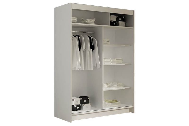 Miami garderobe 120x58x200 cm - Beige / Sort / Hvid - Garderobeskabe - Garderobeskab & klædeskab