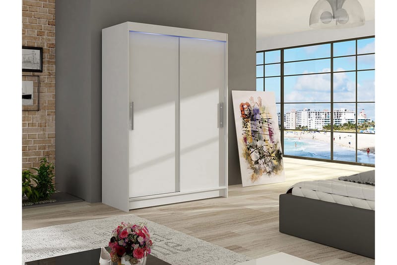 Miami garderobe 120x58x200 cm - Hvid - Opbevaring - Tøjopbevaring - Garderobeskabe