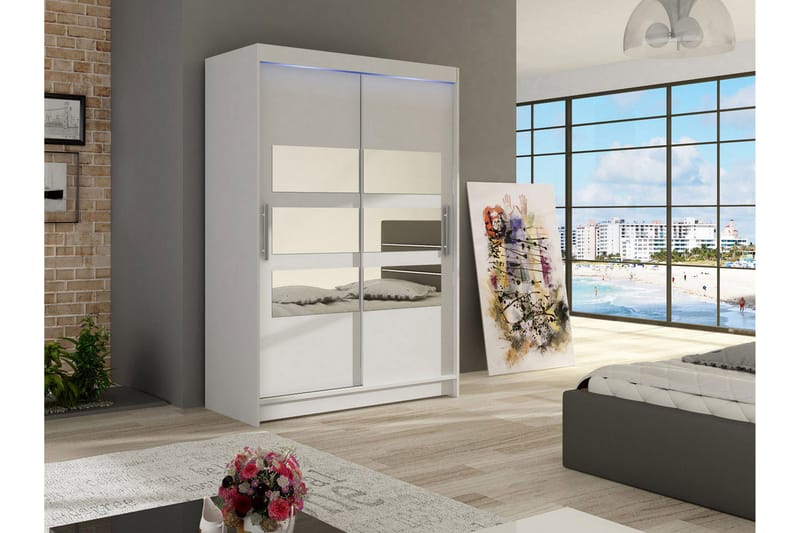 Miami garderobe 120x58x200 cm - Hvid - Garderobeskabe - Garderobeskab & klædeskab