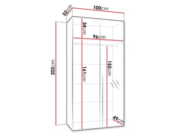 Milias Garderobe med spejl 100x202 cm - Brun/Guld - Opbevaring - Tøjopbevaring - Garderobeskabe
