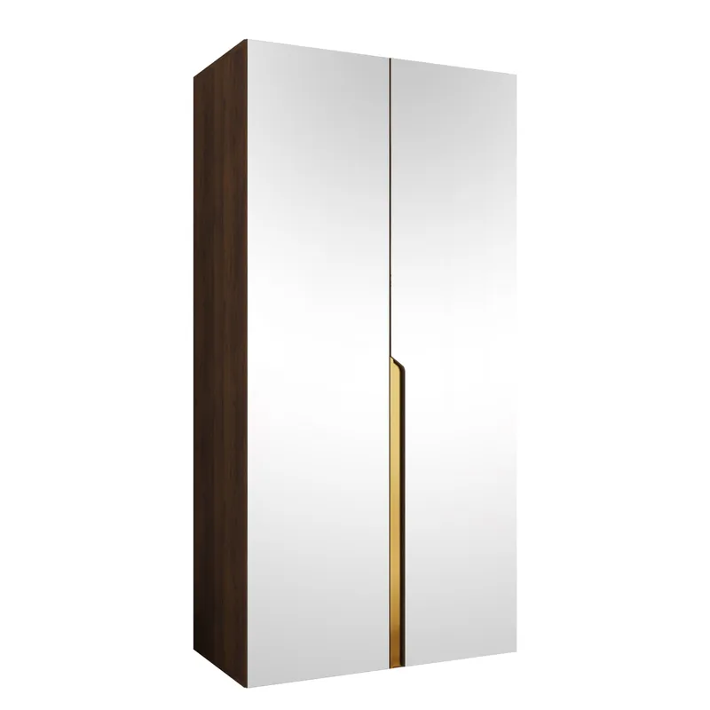 Milias Garderobe med spejl 100x202 cm, Brun/Guld