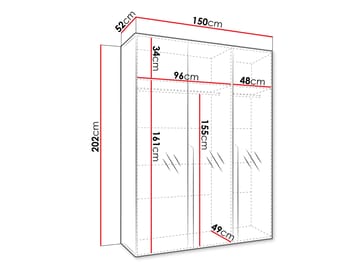 Milias Garderobe med spejl 150x202 cm - Brun/Guld - Opbevaring - Tøjopbevaring - Garderobeskabe