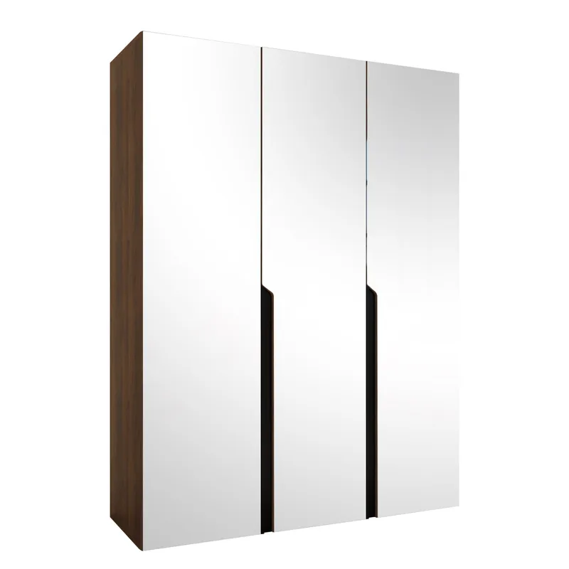 Milias Garderobe med spejl 150x202 cm, Brun/Sort