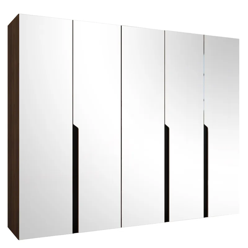 Milias Garderobe med spejl 250x202 cm, Brun/Sort