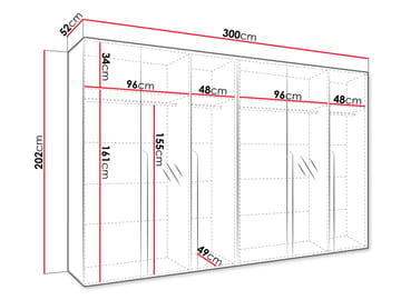 Milias Garderobe med spejl 300x202 cm - Brun/Guld - Opbevaring - Tøjopbevaring - Garderobeskabe