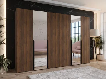 Milias Garderobe med spejl 300x202 cm - Brun/Sort - Opbevaring - Tøjopbevaring - Garderobeskabe