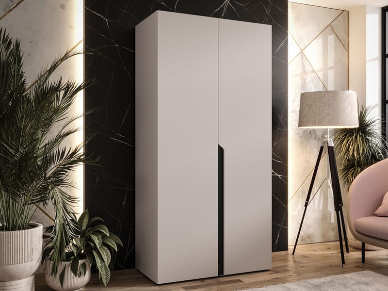 Milias Garderobeskab 100x202 cm - sort, beige - Opbevaring - Tøjopbevaring - Garderobeskabe - Garderobeskab & klædeskab