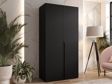 Milias Garderobeskab 100x202 cm - sort - Opbevaring - Tøjopbevaring - Garderobeskabe - Garderobeskab & klædeskab