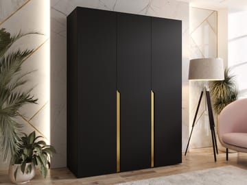 Milias Garderobeskab 150x202 cm - sort, guld - Opbevaring - Tøjopbevaring - Garderobeskabe - Garderobeskab & klædeskab