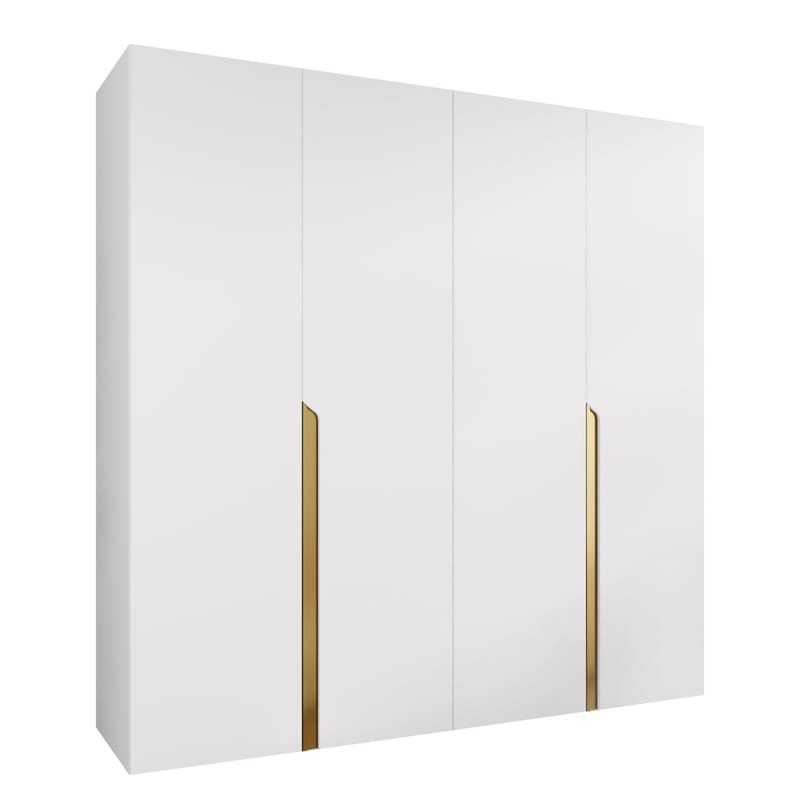 Milias Garderobeskab 200x202 cm, guld, hvid