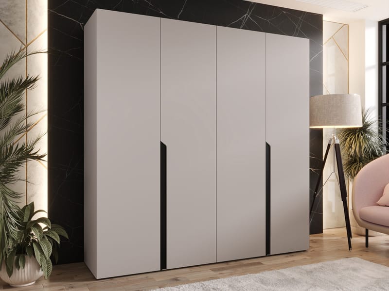 Milias Garderobeskab 200x202 cm - sort, beige - Opbevaring - Tøjopbevaring - Garderobeskabe - Garderobeskab & klædeskab