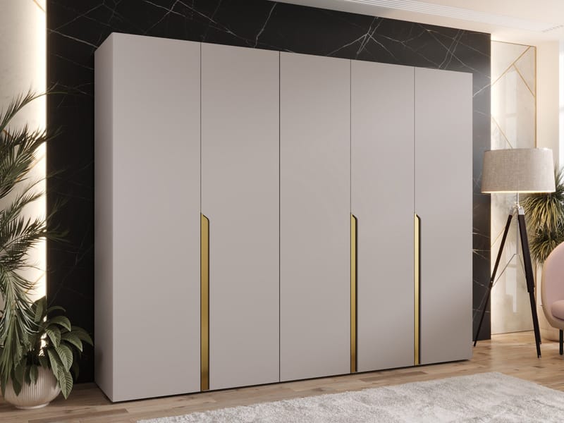 Milias Garderobeskab 250x202 cm - guld, beige - Opbevaring - Tøjopbevaring - Garderobeskabe - Garderobeskab & klædeskab