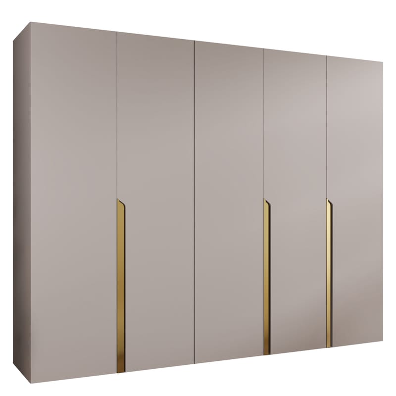 Milias Garderobeskab 250x202 cm, guld, beige