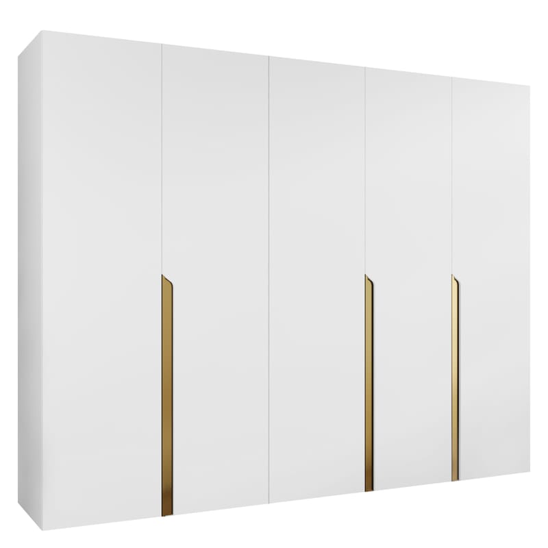 Milias Garderobeskab 250x202 cm, hvid/guld