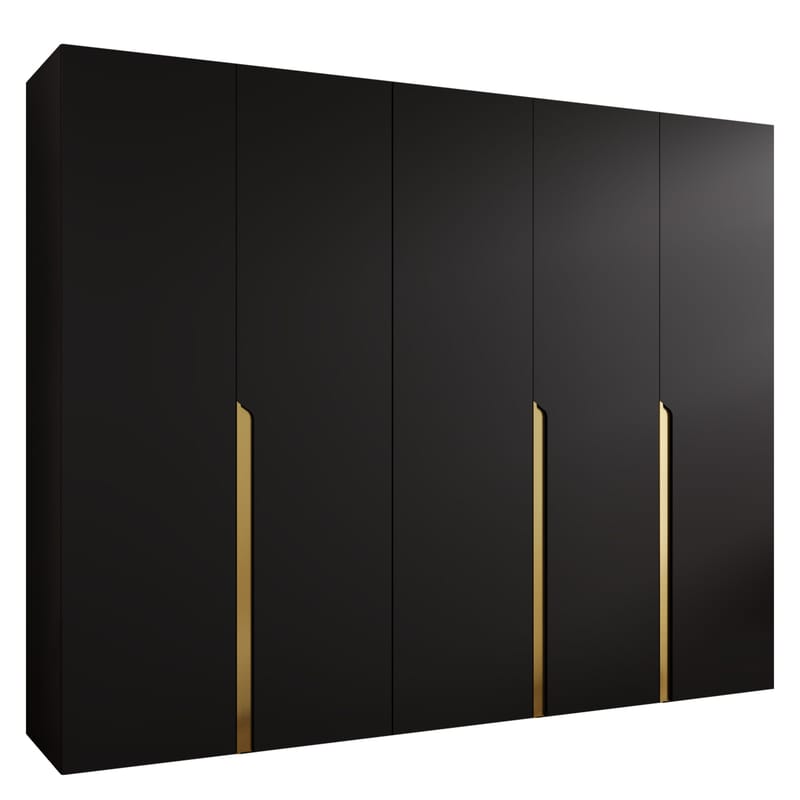 Milias Garderobeskab 250x202 cm, sort, guld