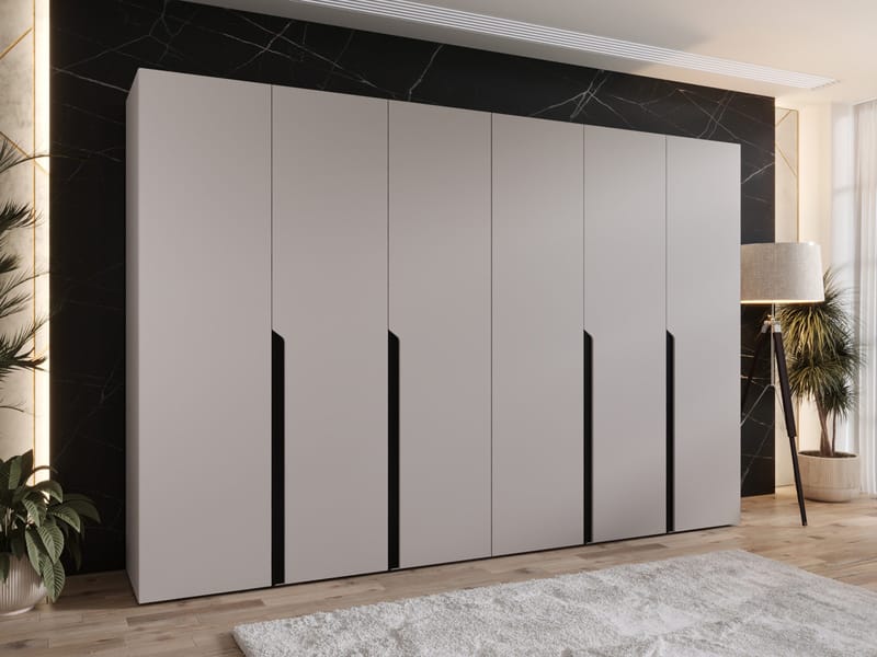 Milias Garderobeskab 300x202 cm - beige, sort - Opbevaring - Tøjopbevaring - Garderobeskabe - Garderobeskab & klædeskab