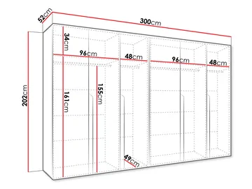 Milias Garderobeskab 300x202 cm - beige, sort - Opbevaring - Tøjopbevaring - Garderobeskabe - Garderobeskab & klædeskab
