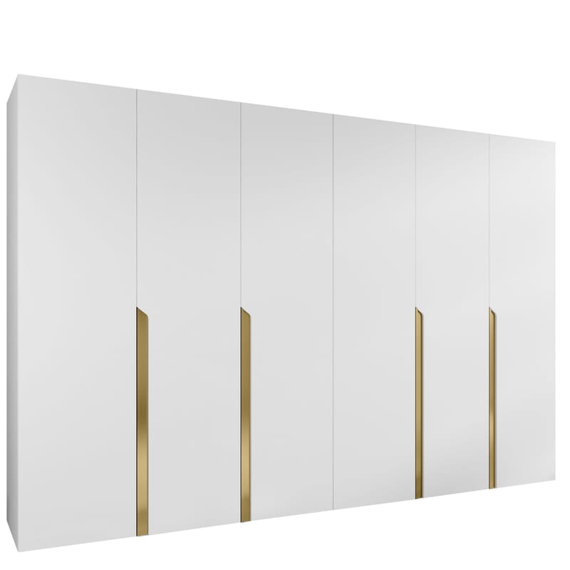 Milias Garderobeskab 300x202 cm, hvid, guld