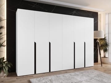 Milias Garderobeskab 300x202 cm - hvid, sort - Opbevaring - Tøjopbevaring - Garderobeskabe - Garderobeskab & klædeskab