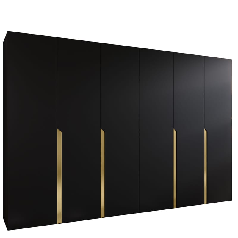 Milias Garderobeskab 300x202 cm, sort, guld