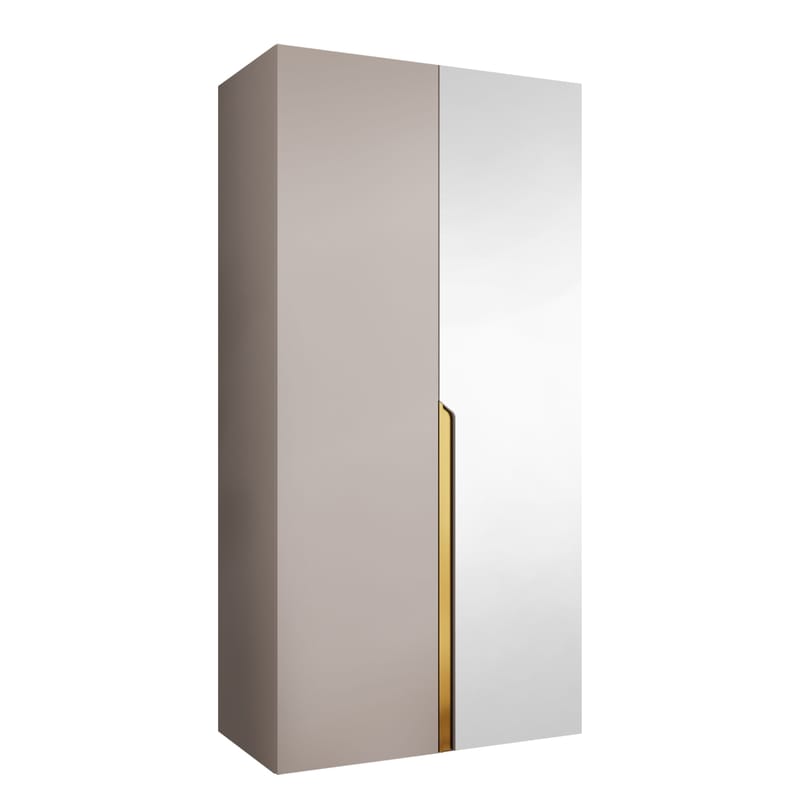 Milias Garderobeskab med spejl 100x202 cm - Guld, Beige - Opbevaring - Tøjopbevaring - Garderobeskabe
