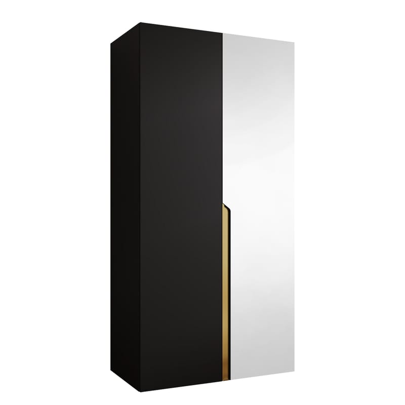 Milias Garderobeskab med spejl 100x202 cm, Guld, Sort