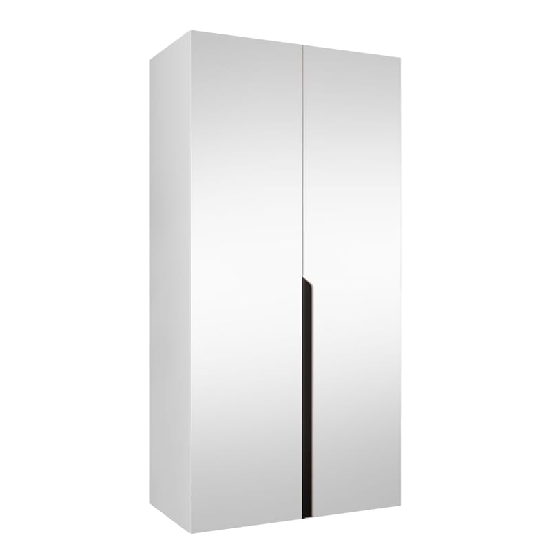 Milias Garderobeskab med spejl 100x202 cm, hvid / sort