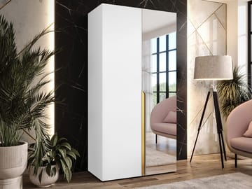 Milias Garderobeskab med spejl 100x202 cm - hvid - Opbevaring - Tøjopbevaring - Garderobeskabe