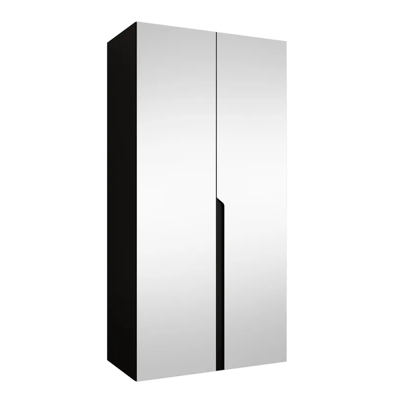 Milias Garderobeskab med spejl 100x202 cm, sort