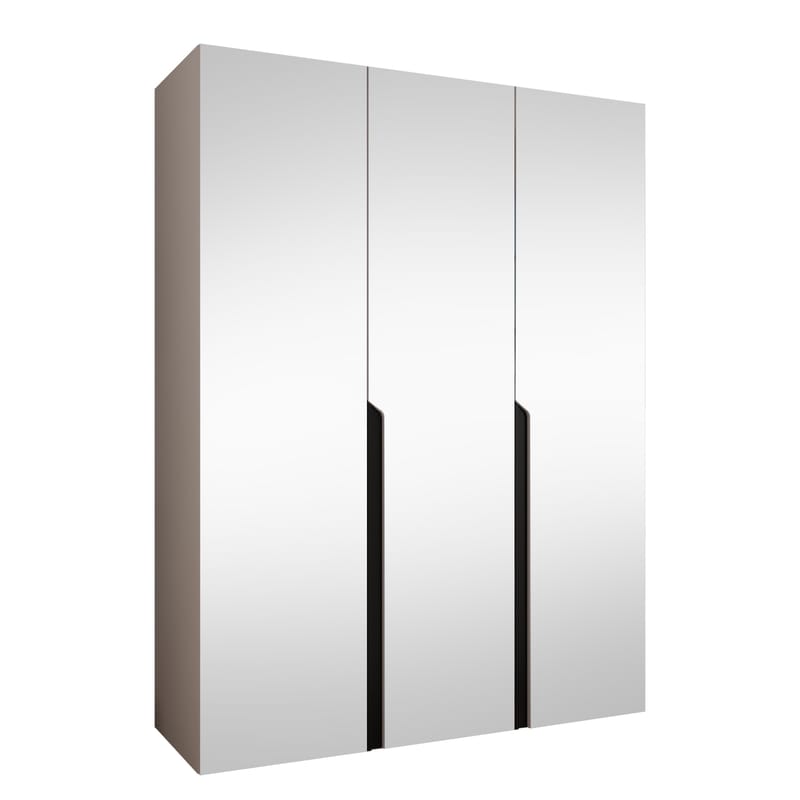 Milias Garderobeskab med spejl 150x202 cm - beige / sort - Opbevaring - Tøjopbevaring - Garderobeskabe