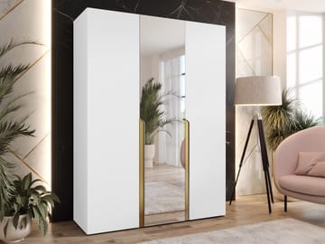 Milias Garderobeskab med spejl 150x202 cm - hvid - Opbevaring - Tøjopbevaring - Garderobeskabe