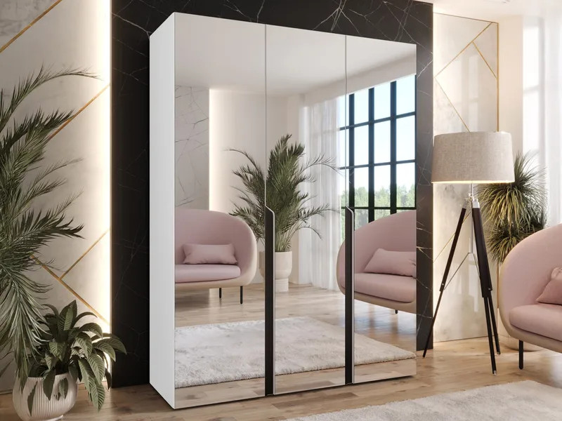 Milias Garderobeskab med spejl 150x202 cm - hvid - Opbevaring - Tøjopbevaring - Garderobeskabe