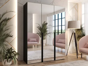 Milias Garderobeskab med spejl 150x202 cm - sort - Opbevaring - Tøjopbevaring - Garderobeskabe