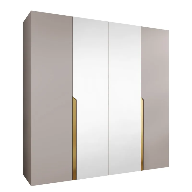 Milias Garderobeskab med spejl 200x202 cm - beige - Opbevaring - Tøjopbevaring - Garderobeskabe