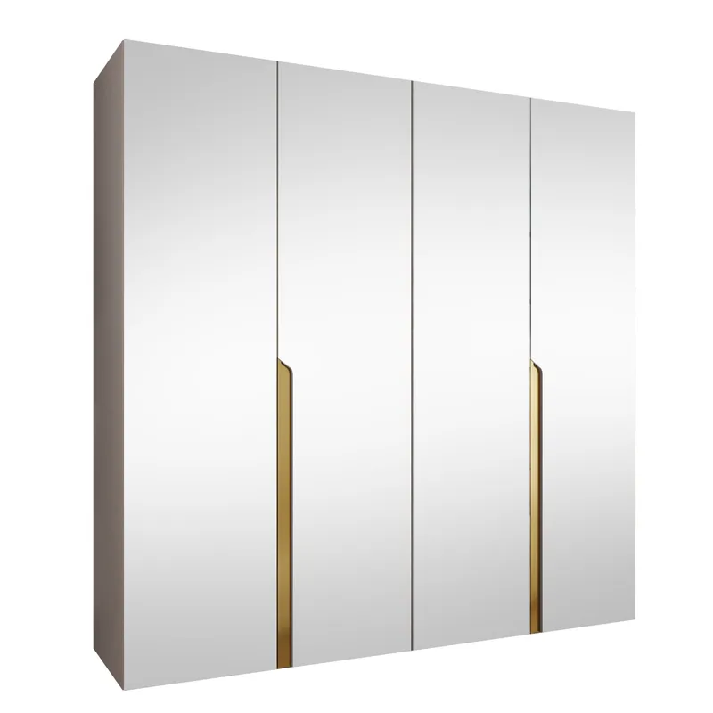 Milias Garderobeskab med spejl 200x202 cm - beige - Opbevaring - Tøjopbevaring - Garderobeskabe - Garderobeskab & klædeskab