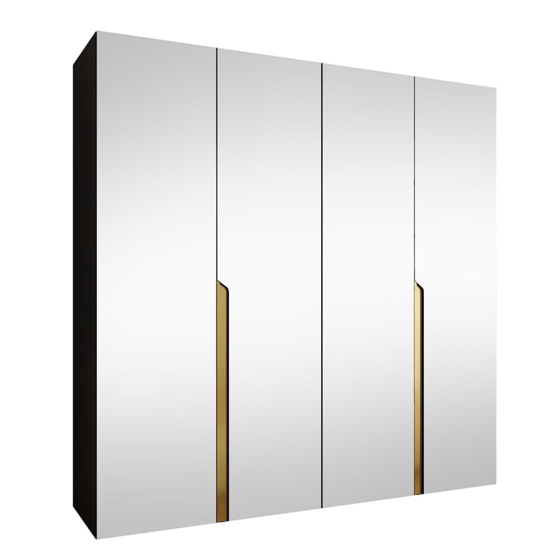 Milias Garderobeskab med spejl 200x202 cm - sort - Opbevaring - Tøjopbevaring - Garderobeskabe - Garderobeskab & klædeskab