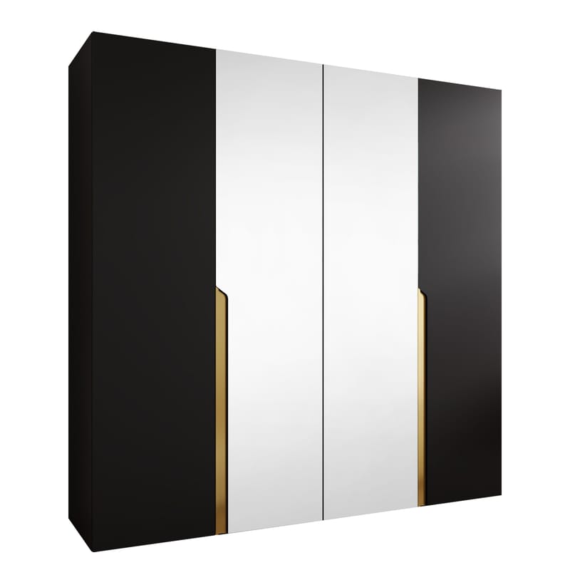 Milias Garderobeskab med spejl 200x202 cm, sort