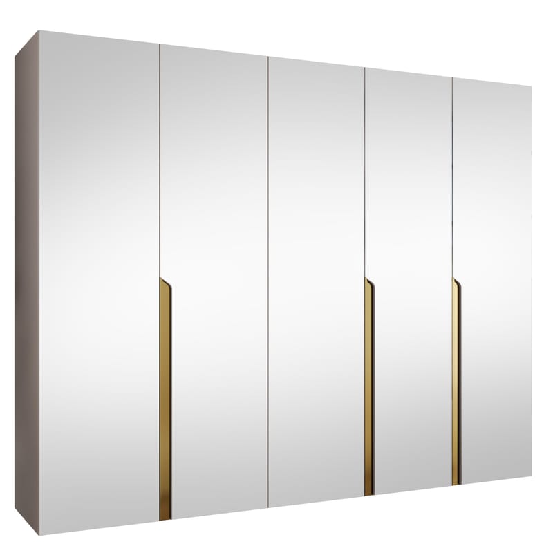 Milias Garderobeskab med spejl 250x202 cm - beige - Opbevaring - Tøjopbevaring - Garderobeskabe - Garderobeskab & klædeskab