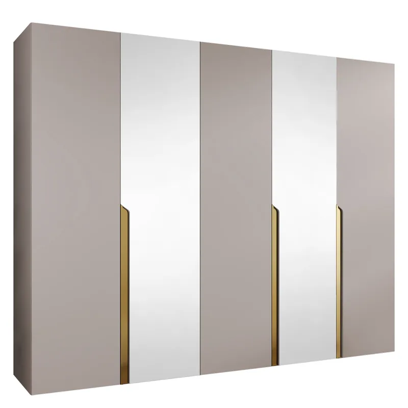 Milias Garderobeskab med spejl 250x202 cm - beige - Opbevaring - Tøjopbevaring - Garderobeskabe