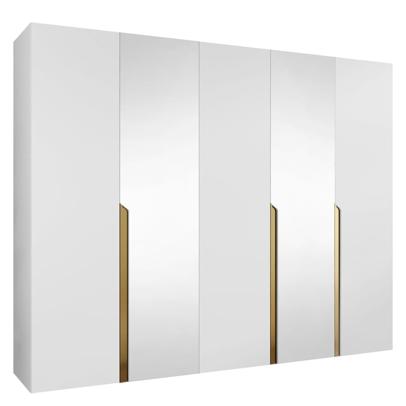 Milias Garderobeskab med spejl 250x202 cm - hvid - Opbevaring - Tøjopbevaring - Garderobeskabe