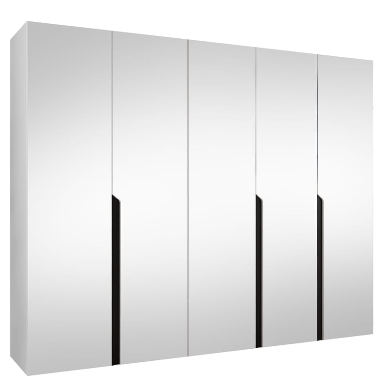 Milias Garderobeskab med spejl 250x202 cm - hvid - Opbevaring - Tøjopbevaring - Garderobeskabe - Garderobeskab & klædeskab